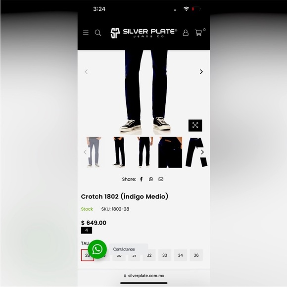 Silver Plate Jeans Co Black Designer Crotch Jeans Size 28 - Picture 6 of 8